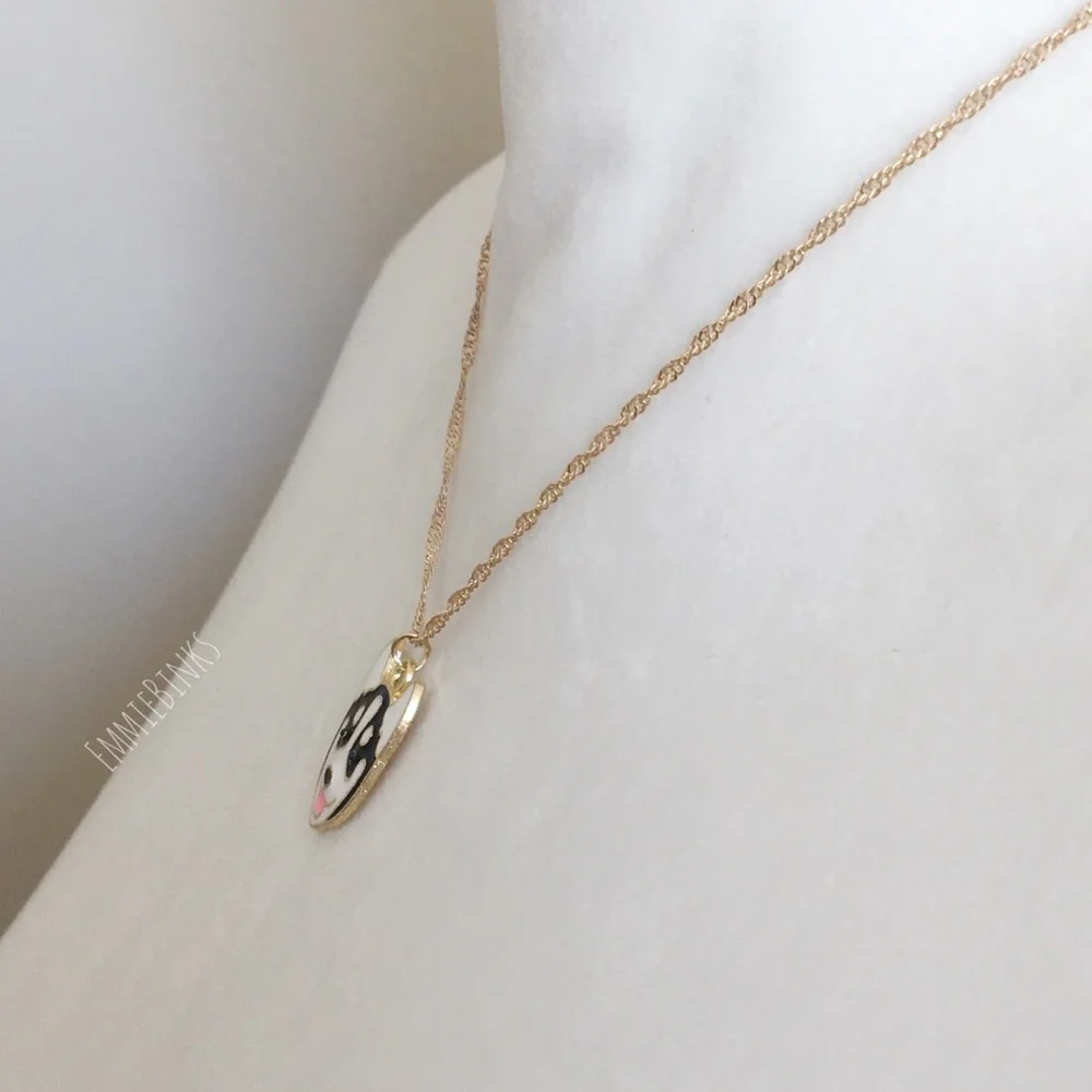 New ‘Puppy Love’ Siberian Husky Puppy Dog Pendant Necklace / Gold Plated Pup - Picture 5 of 13